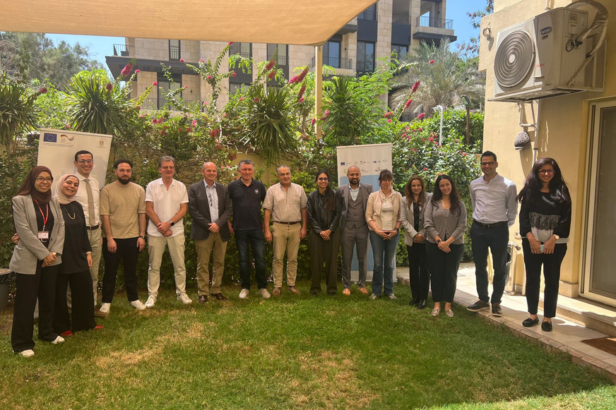 Austausch mit Egyptian-German Center for Jobs, Migration and Reintegration. 2.v.l. Huzayfa Dabbas, 5.v.l. Andreas Koch-Martin.