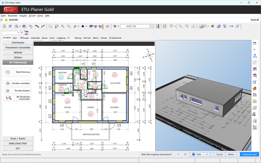 Die „Hott-KI“ im Einsatz in der Software „ETU-Planer“.