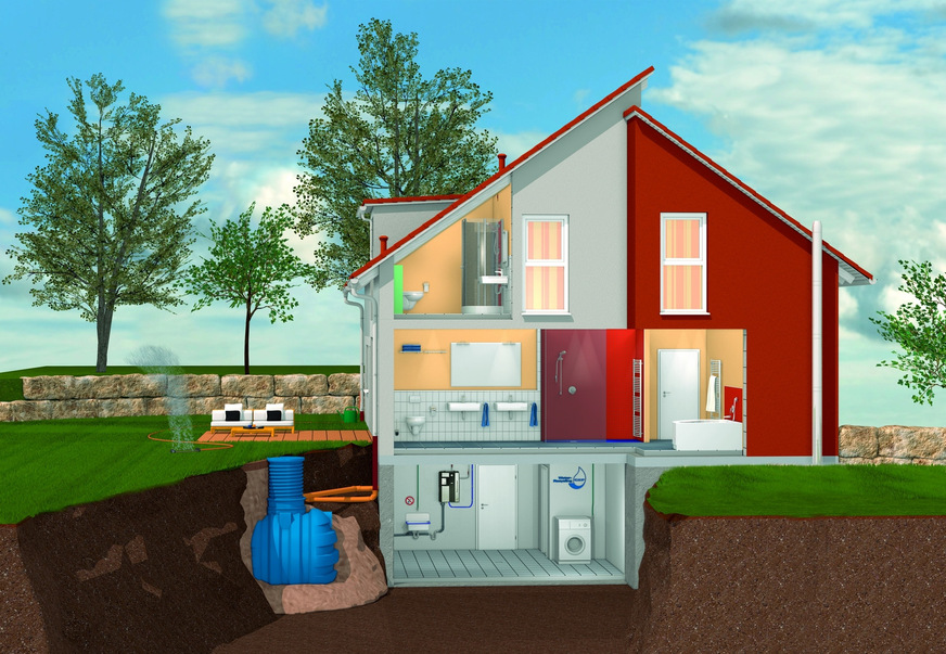 Die Regenzisternen von Dehoust gibt es in verschiedenen Größen. Das damit gesammelte Regenwasser kann bspw. zur Bewässerung des Gartens genutzt werden.