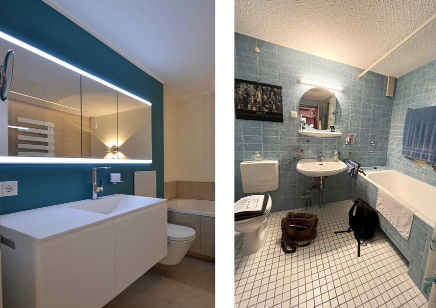 Blau vorher, blau nachher: Der Vergleich zeigt überdeutlich, wie umwerfend ­eine&nbsp;­Modernisierung ausfallen kann.