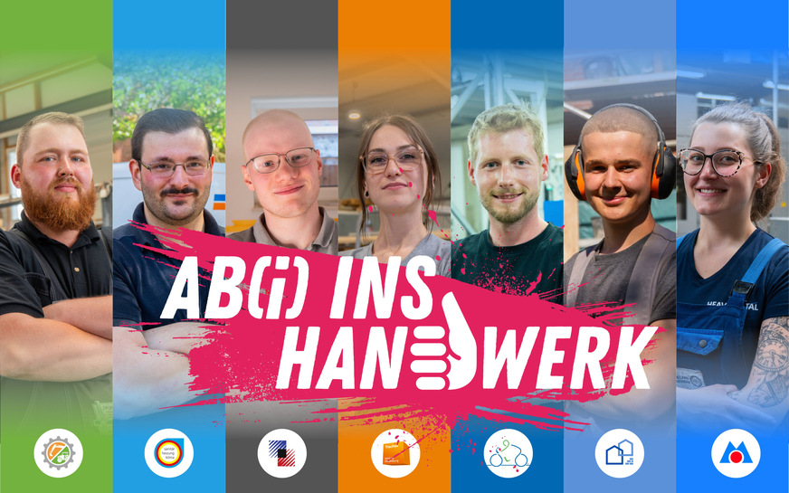Sieben junge Talente, sieben Handwerksberufe eine Gemeinsamkeit: Sie alle sind Teil des Projektes Ab(i) ins Handwerk und berichten in den sozialen Medien über ihre Erfahrungen.