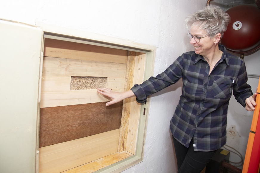 Ein gefülltes Pelletlager im Keller. Bei Überflutung sollte fachliche Hilfe hinzugezogen werden.
