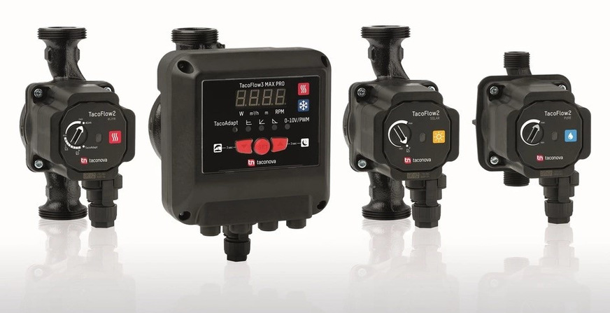 Das Taconova-Sortiment umfasst die verschiedenen Umwälzpumpen in Heizungs-, Kühlungs-, Solar- und Trinkwasser-Applikationen, die die gewünschte Fördermenge an die entsprechenden Verbraucher fördert.