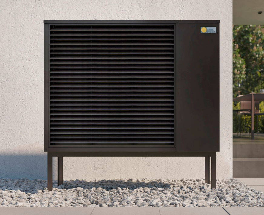 Die Wärmepumpe WP Aero Vento von Paradigma weist einen SCOP-Wert von 5,38 auf und nutzt das natürliche Kältemittel R-290.