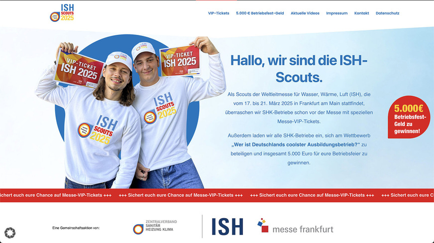 Die Aktionswebsite&nbsp;der&nbsp;ISH-Scouts-Kampagne ist online und&nbsp;bleibt bis zum Messestart die zentrale Informations- und Aktionsplattform.