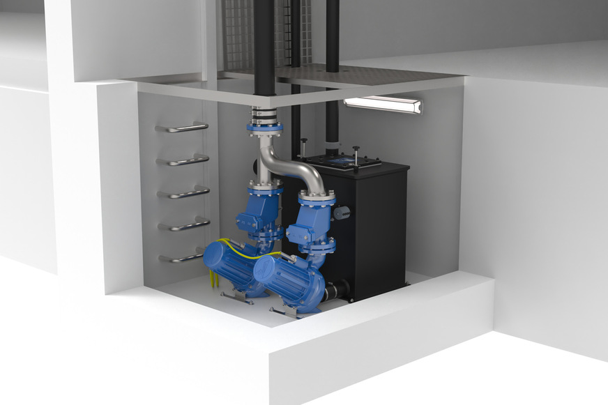 Auf kleinstem Raum installiert: Die Doppelhebeanlage Hebestar 420-93 VAR Duplex – Beispiel einer Schachtinstallation.