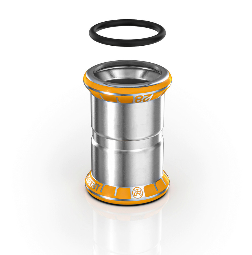 Der Dichtring bietet zusätzliche Sicherheit, da aufgrund seiner speziellen Kontur unverpresste Verbindungen bei der Druckprobe undicht sind.