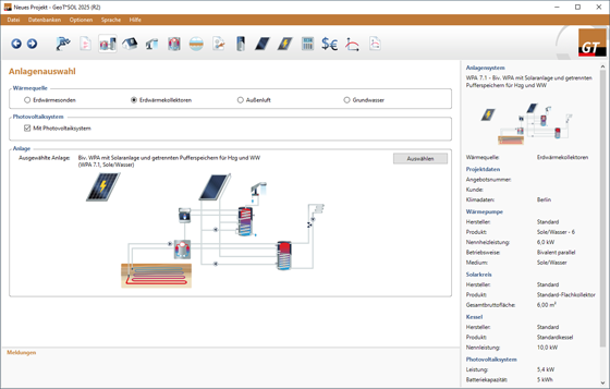Berechnungs- und Simulationssoftware GeoT*SOL für Wärmepumpen.