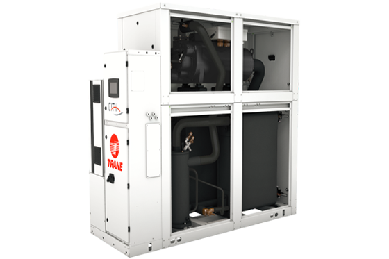 Die neue Trane City RTSF HT Hochtemperatur-Wasser-Wasser-Wärmepumpe liefert heißes Wasser mit bis zu 110&nbsp;°C.