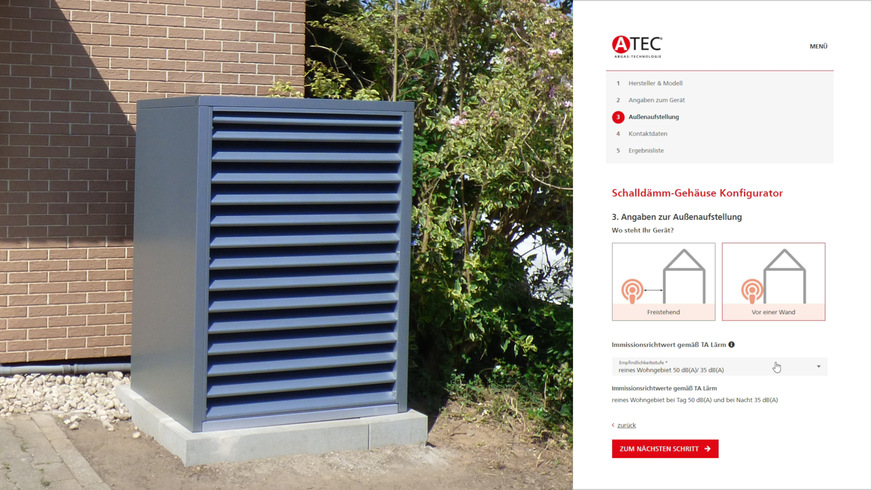 Atec: Schallschutzhauben-Konfigurator.