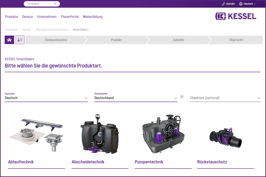 Kessel: Planungstool SmartSelect.