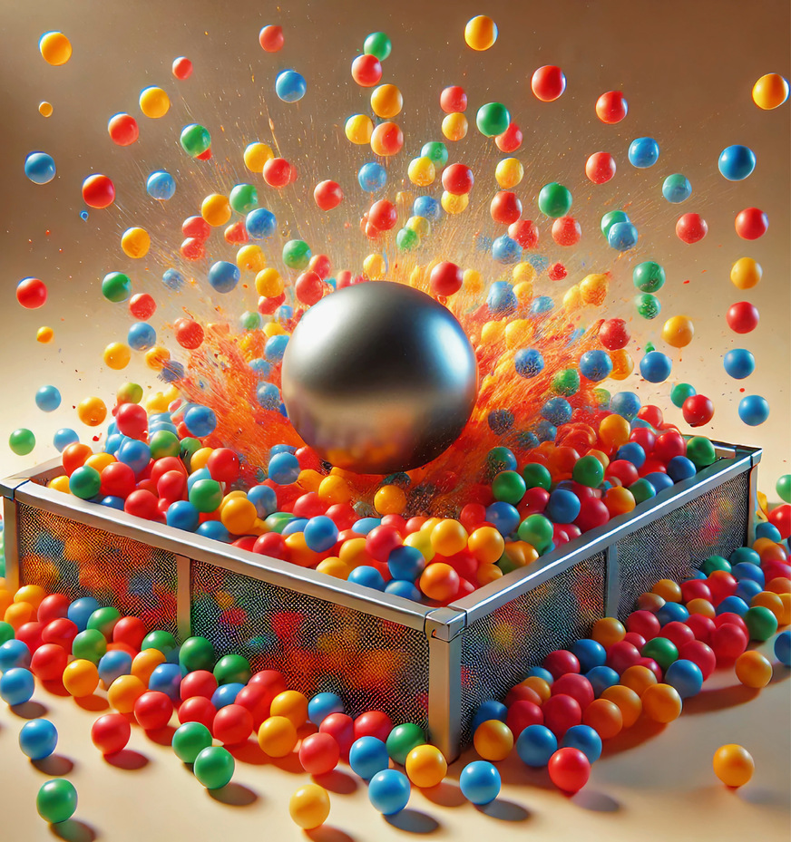 Fällt eine schwere Stahlkugel in ein Bällebad, werden die leichten Kugeln nach oben herausgeschleudert. Was das mit Konvektion zu tun hat, steht im Bericht.