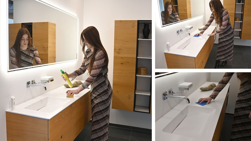 Waschtische und Badmöbel in unterschiedlichen Materialen brauchen unterschiedliche Pflege.