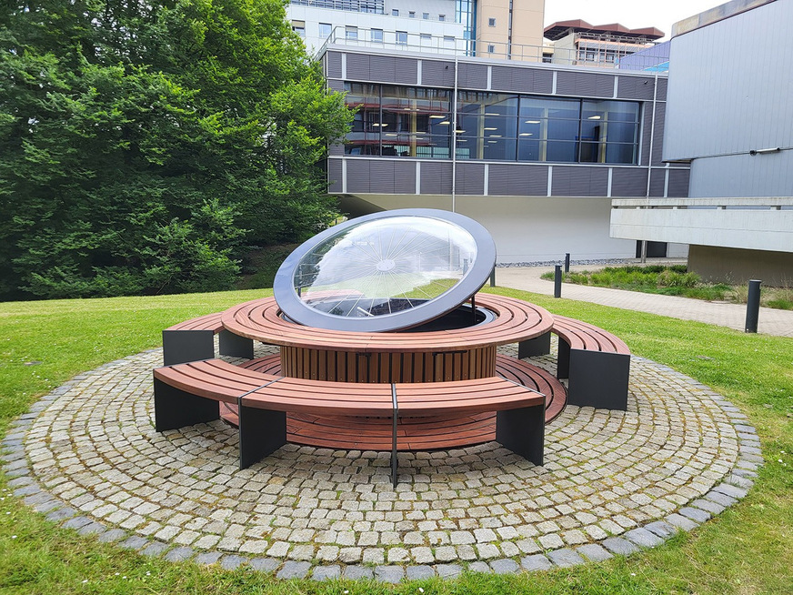 Der Eingang zum Verteilerbauwerk wurde mit Mehrwert für die Aufenthaltsqualität gestaltet.