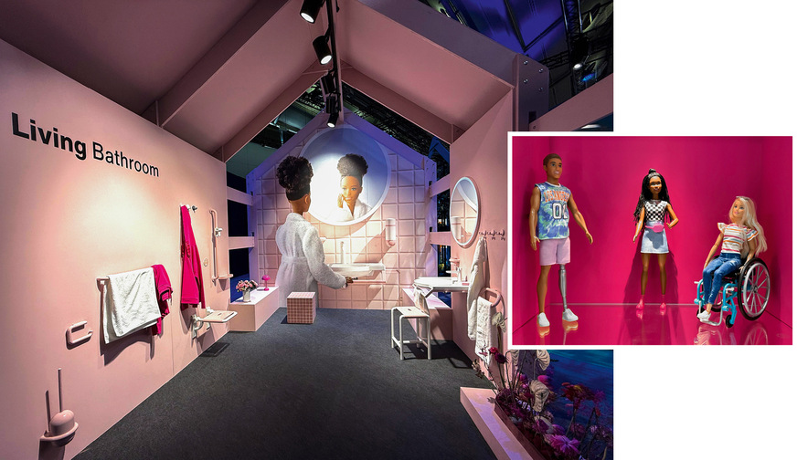 Hewi hat 40 durchdachte Sanitärprodukte in einem zarten, zurückhaltenden Rosé auf den Markt gebracht, perfekt einsetzbar im modernen Bad. Gute Kombi mit Anthrazit-, Beton- oder Kieselgrau, oder mögen Sie Oliv mit messingfarbenen Armaturen dazu? Auslöser für die Barbie-Kooperation waren die Mattel-Puppen zum Thema Inklusion und Diversität.