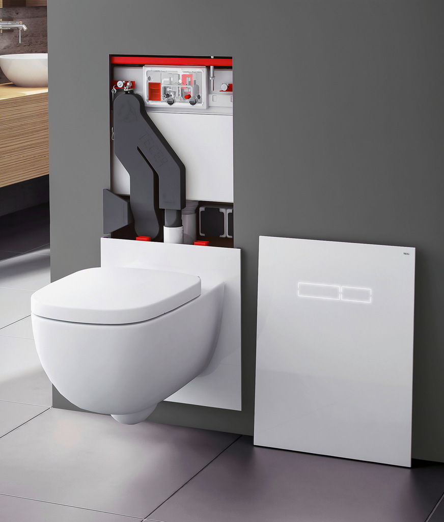 Mit den Tecelux-WC-Modulen 200 und 400 kann die Montagehöhe des WCs jederzeit an die Bedürfnisse der Nutzer angepasst werden, ohne aufwendige Fliesenarbeiten und andere Umbaumaßnahmen.