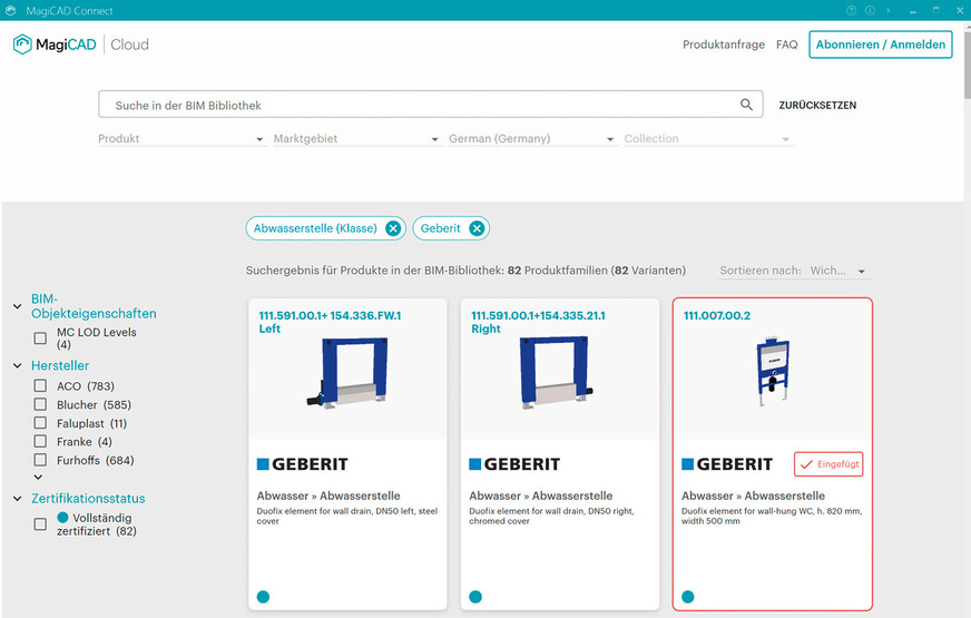 Online abrufbare produktspezifische Objektdatenbanken vereinfachen die BIM-Planung.