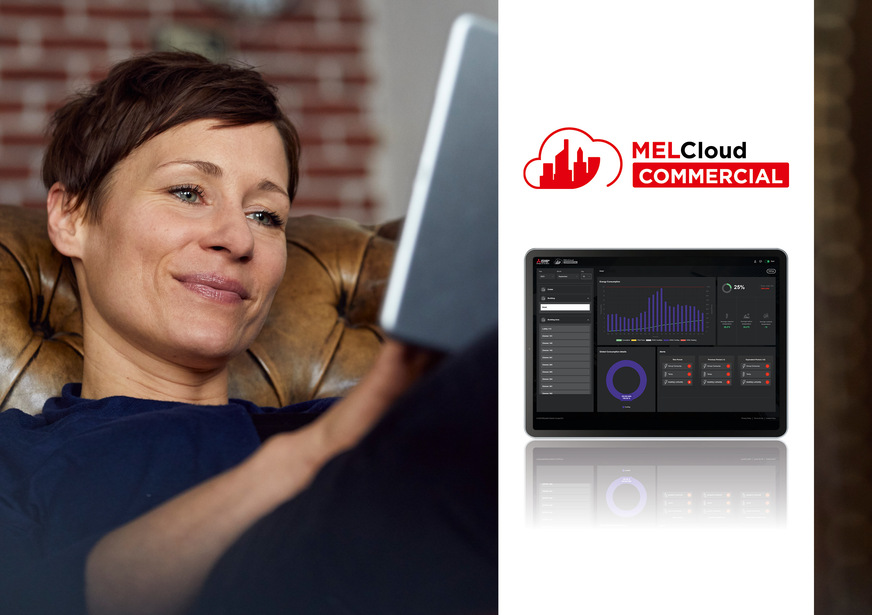 Das cloudbasierte Regelungssystem MELCloud Commercial ermöglicht immer und überall eine übergreifende und komfortable Steuerung.