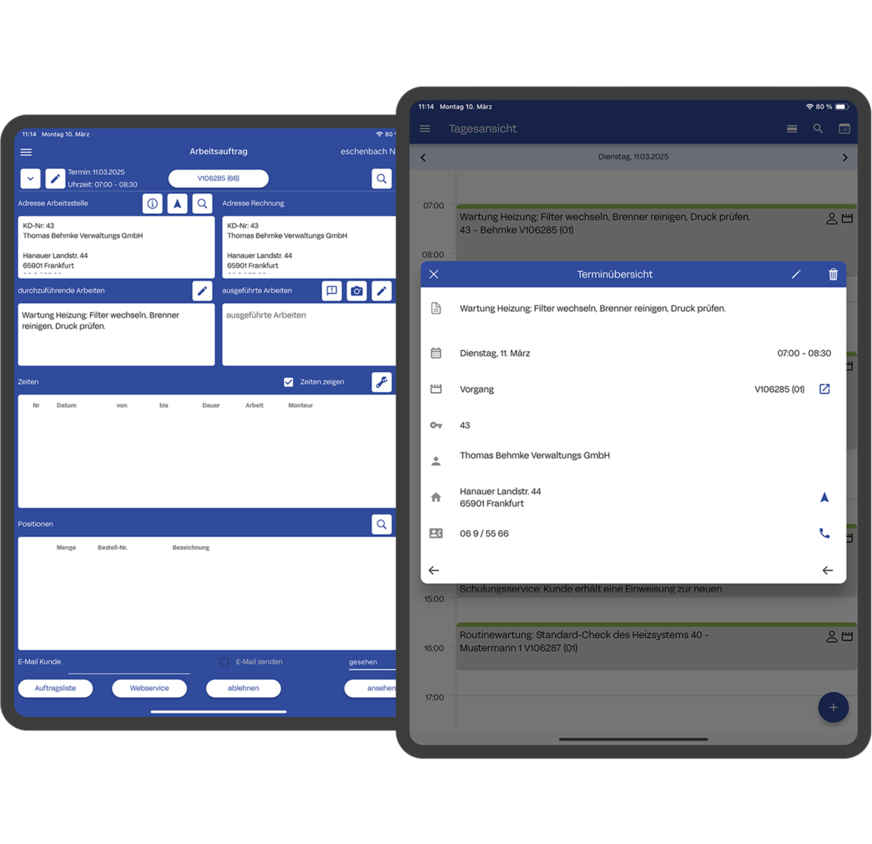 Die neue Terminplaner-App von Sykasoft stellt eine direkte Verbindung zwischen Terminen und Aufträgen her.