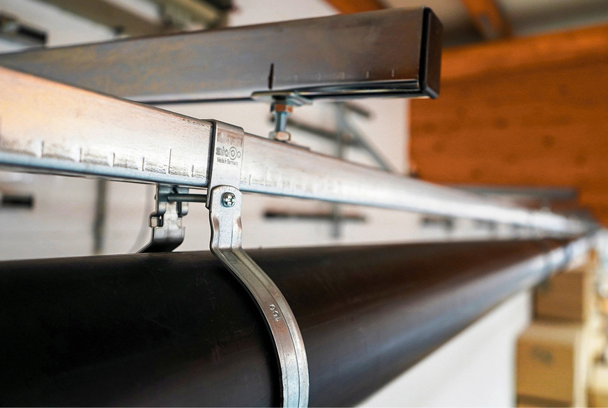 Die Lösung montagetechnischer Heraus­forderungen erfolgte im Zusammenspiel des Wandbefestigungs­systems von Müpro mit dem Befestigungs­system SitaPipe.
