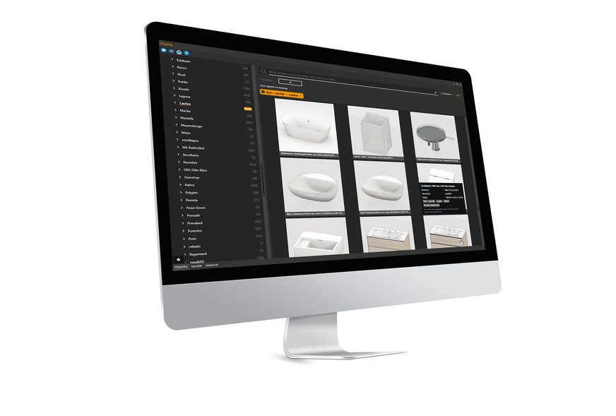 Palette CAD Objektbibliothek mit Original-Badplandaten.