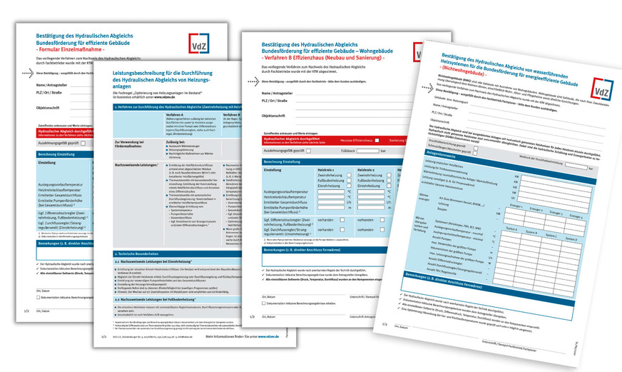 Nachweisformulare zur Bestätigung des hydraulischen Abgleichs bieten eine optimale&nbsp;Unterstützung für Fachhandwerker und Sachverständige.