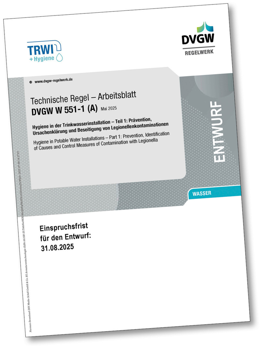 21 Jahre nach der ­Vorgängerversion ist der Entwurf des DVGW&nbsp;W 551-1 (A) erschienen – mit neuer Struktur, überarbeiteten und ergänzten Texten, exakten Definitionen wesentlicher Begriffe und einem Fokus auf dem ­Thema Kaltwasser sowie der fachgerechten Beprobung.