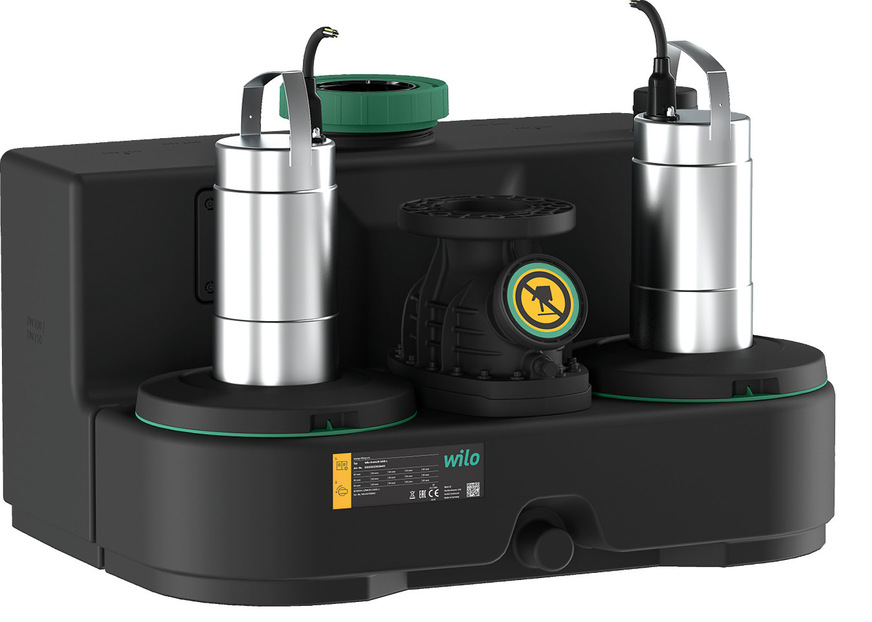 A Die Hebeanlage der Baureihe Wilo‑DrainLift Sani&nbsp;L bietet zuverlässige Entwässerung und Rückstauschutz in Mehrfamilienhäusern und Gewerbe­objekten. Sie kann auch dort zum Einsatz kommen, wo sich Löschwasser­zentralen unterhalb der Rückstauebene befinden.