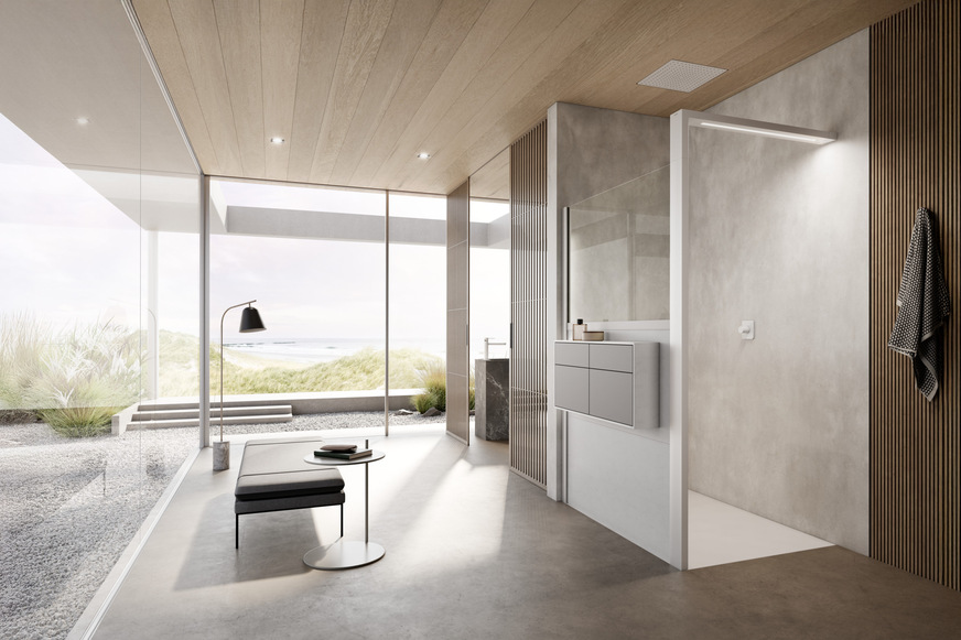 Hüppe Sphere definiert den Duschplatz und das Bad gänzlich neu. Die Kombination aus Glas- und Mineralwerkstoffmodulen in unterschiedlichen Oberflächen und Farben gibt dem Interior Design zahlreiche zusätzliche Optionen für eine individuelle Raumgestaltung an die Hand.