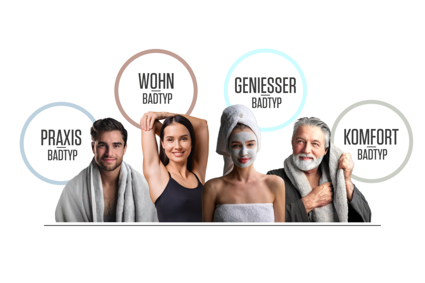 Die VDS hat 4 Bad-Typen skizziert: Der Praxis-Typ, der Wohn-Typ, der Genießer-Typ und der Komfort-Typ.