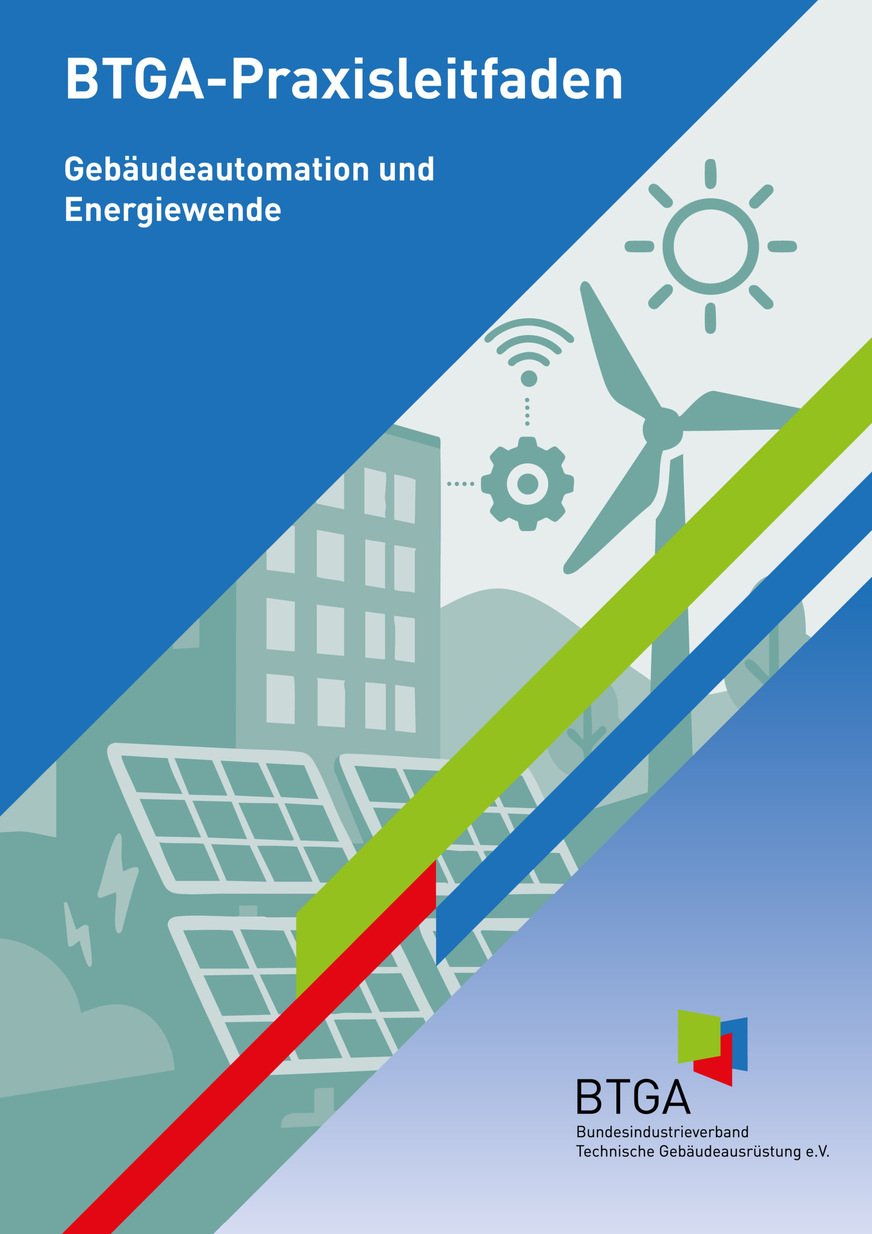 Cover des BTGA-Praxisleitfadens „Gebäudeautomation und Energiewende“.