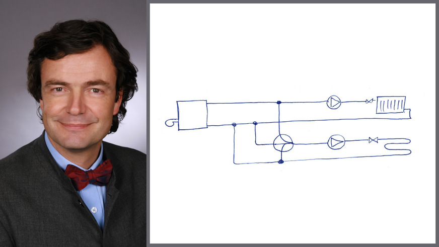 Die patentierte Idee des ursprünglichen Rendemix entsprang einer einfachen Skizze von Dipl.-Ing. Hans-Georg Baunach, hier nachempfunden.