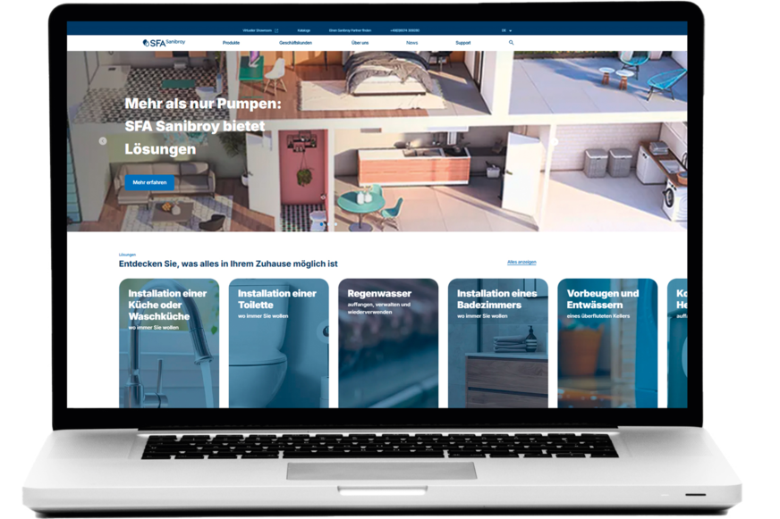 Schneller und übersichtlicher für alle Endgeräte: SFA Sanibroy präsentiert eine überarbeitete Website.