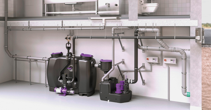 Fettabscheider mit ­nachgeschalteter ­Abwasserhebeanlage.