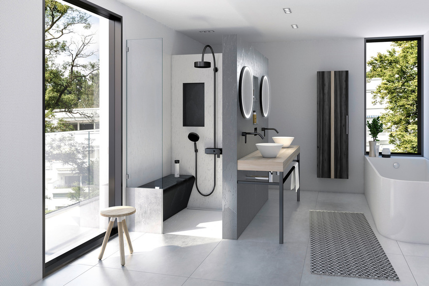 Freistehende Trennwände werden als strukturierende Elemente in Nassräumen immer wichtiger. Beliebt sind platzsparende und leichte Lösungen, die Raumgestaltungen ohne Deckenbefestigung ermöglichen. Genau solche Trennwände hat Wedi jetzt für eine Breite bis zu 180 cm entwickelt.