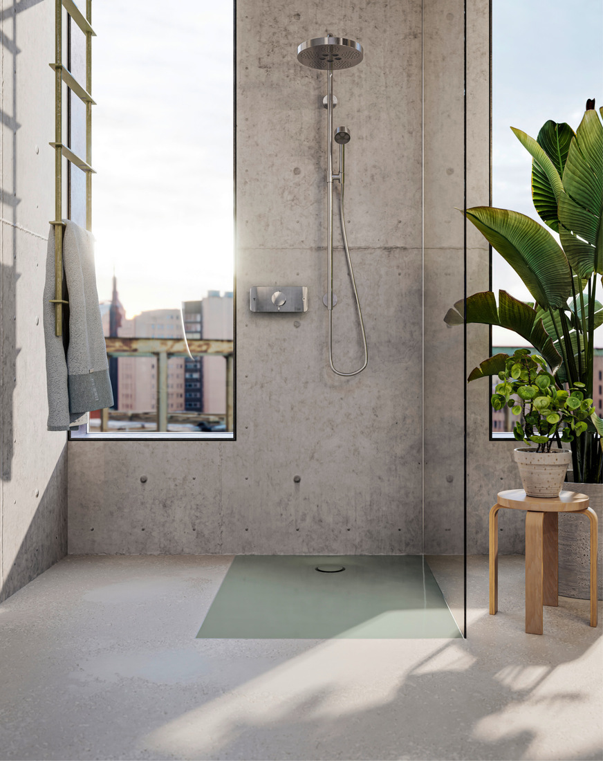 Der neue Salbei-Farbton Salvia erweitert seit 2025 die Palette der Key Colours bei Bette. Der zarte Grünton der Duschfliese wirkt dezent und sorgt für ein modernes Ambiente.