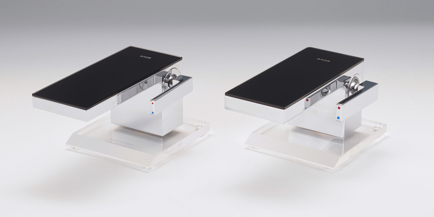 2. Preis Plagiarius 2026: Waschtischmischer „AXOR MyEdition“, links Original von Hansgrohe, rechts Fälschung des chinesischen Fälscher-Netzwerks.