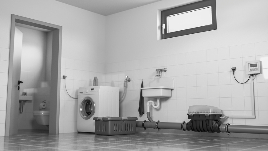 Rückstauverschlüsse können in WU-Beton oder in eine frei liegende Abwasserleitung eingebaut werden.