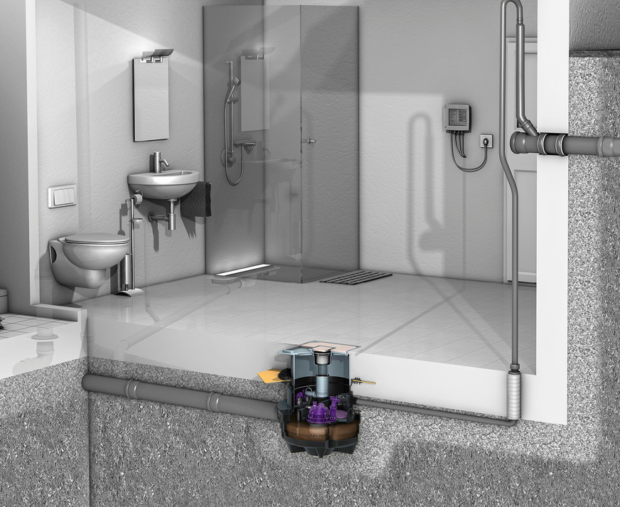 Hebeanlagen werden im Neubau meist in einem Technikraum im Keller frei ­aufgestellt oder in die Bodenplatte verbaut.