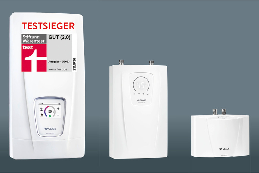 Auf die Anwendung kommt es an! E-Komfort-Durchlauferhitzer (18 bis 27 kW) im Bad, Kompakt-Durchlauferhitzer (11,5 bis 13 kW) unter der Spüle und E-Klein-Durchlauferhitzer (3,5 bis 6,5 kW) am Waschbecken.