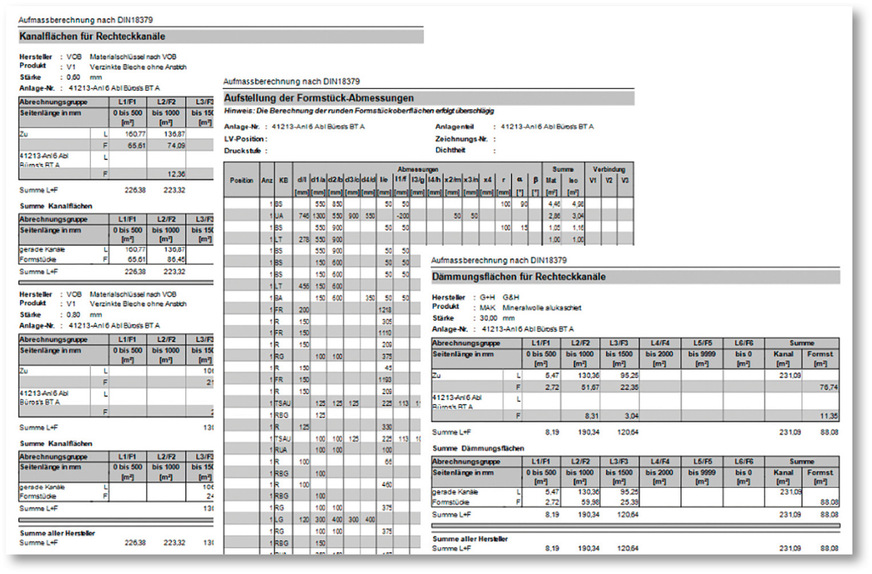 … wird zum Beispiel in Form von&nbsp;Stück­listen, Aufmaßen oder Berechnungs­protokollen unterstützt.