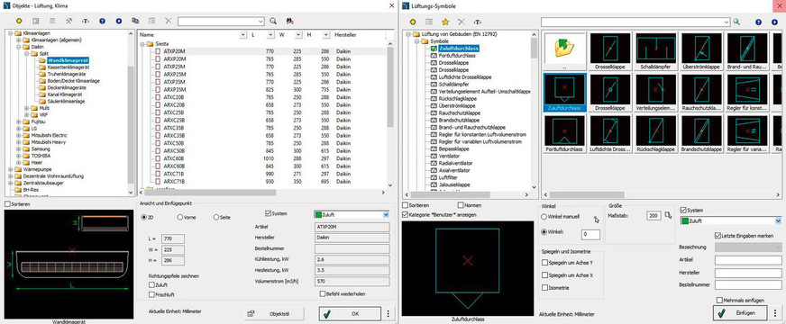 Symbolkataloge und Produkt-Datenbanken ermöglichen eine übersichtliche Auswahl von Bauteilen, …