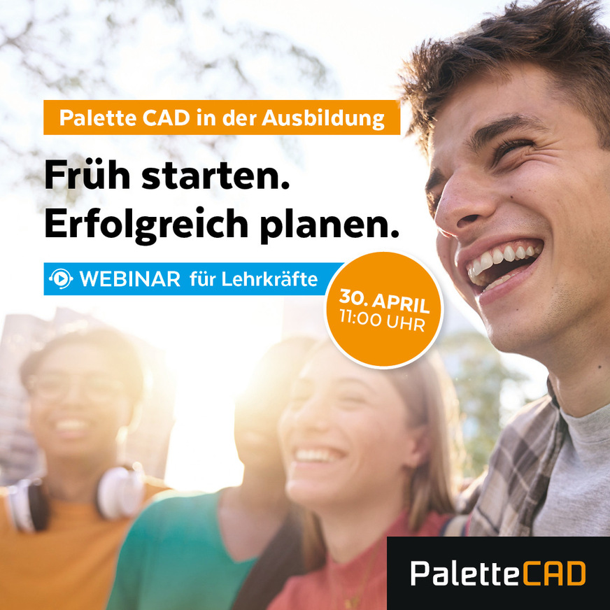 Wie sich CAD-Software sinnvoll in den Unterricht integrieren lässt, zeigt Palette CAD in einem kostenfreien Webinar am 30.&nbsp;April um 11&nbsp;Uhr.