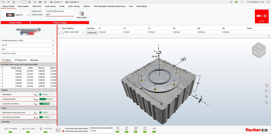 Im Modul C-FIX stehen Funktionen wie die automatische Auswahl geeigneter Produkte und Verankerungstiefen, eine direkte Browservorschau zur Prüfung und Korrektur, Druckmöglichkeiten sowie weiterentwickelte Konfiguratoren zur Verfügung.