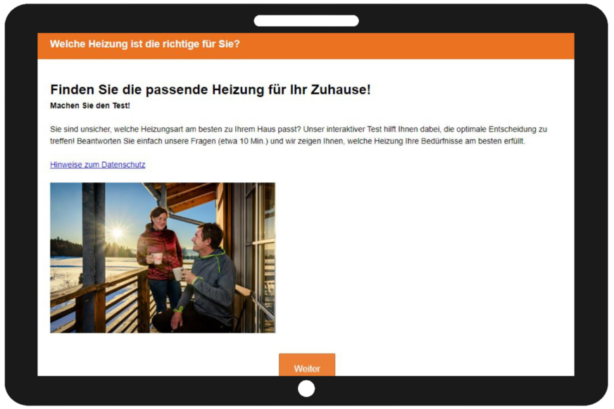 Das Online-Tool soll Hauseigentümern eine erste Orientierung bei der Entscheidung für ein passendes Heizsystem geben.