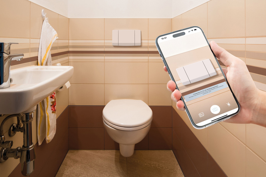 Der Produkterkenner identifiziert das Produkt per Handykamera und zeigt alle verfügbaren Ersatzteile an.&nbsp;→&nbsp;Smartphone-App Geberit Pro