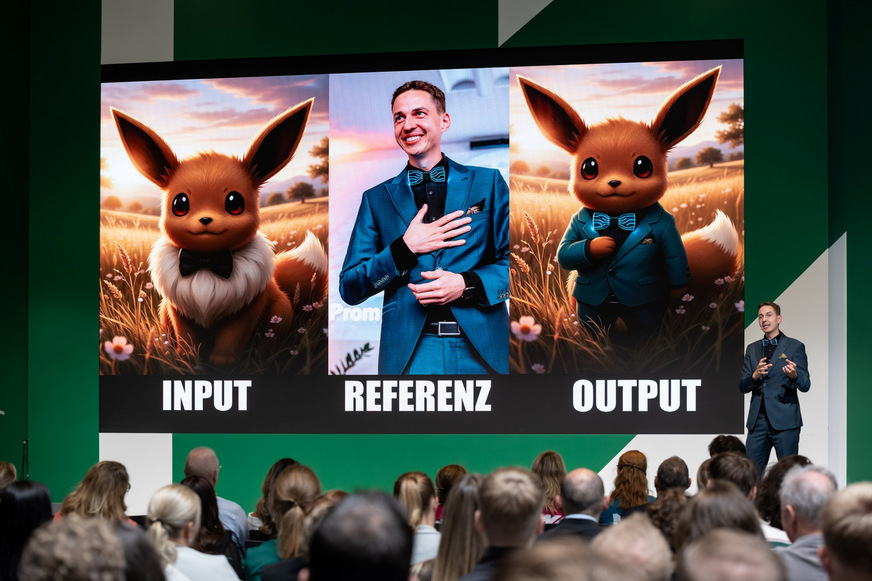 Keynote-Speaker und Regisseur Florian Arndt sprach über 20 KI-Tools, die Unternehmen und Marketing revolutionieren.