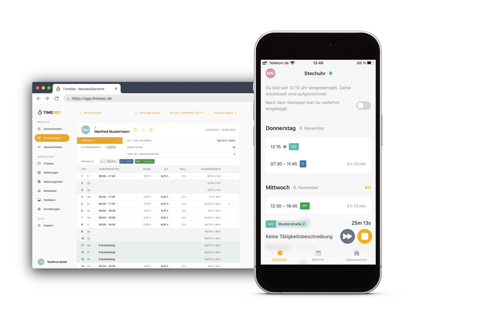 Digitale Tools - TimeSec: Zeiterfassung einfach per App