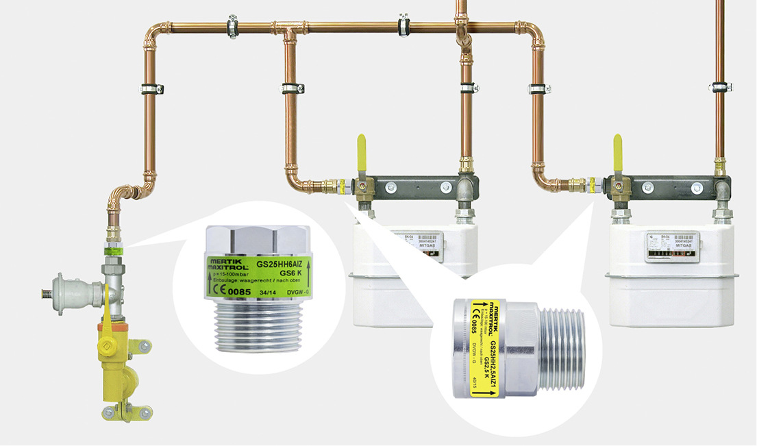 Gasströmungswächter Einbau eines Strömungswächters in der ErdgasHausinstallation