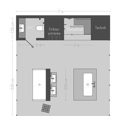 Badplanung à la Mies van der Rohe unter heutigen technischen und materiellen Gegebenheiten.
